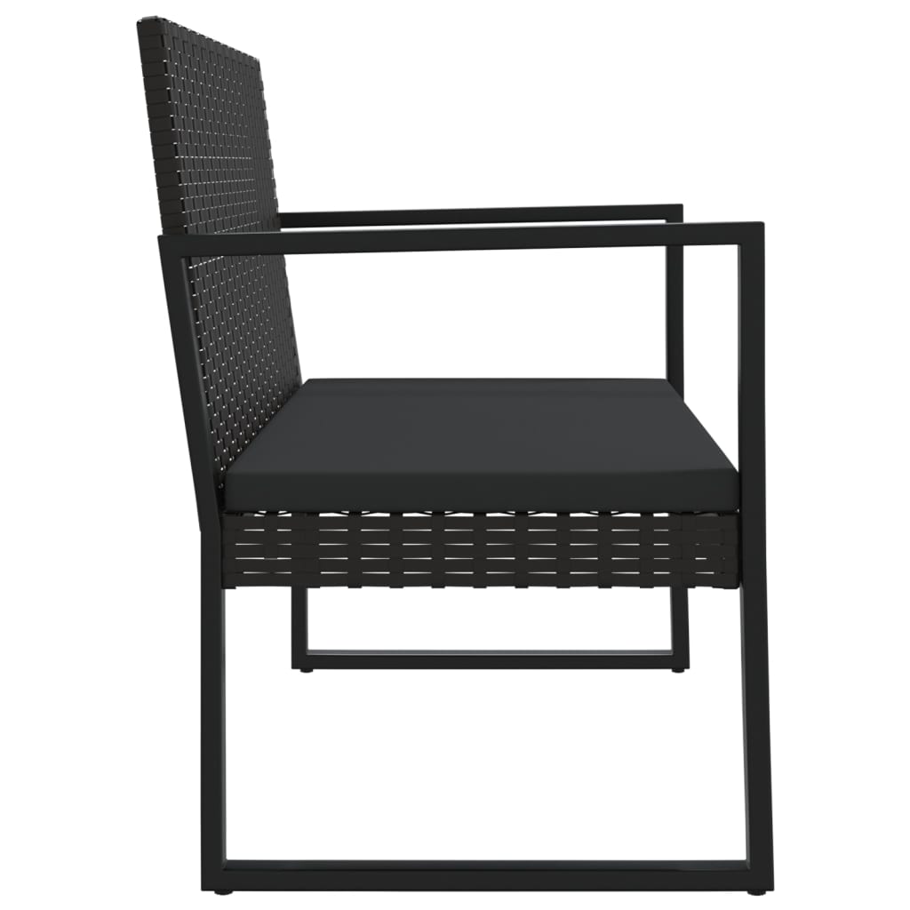 Garden Bench With Cushions Black 106 Cm Poly Rattan