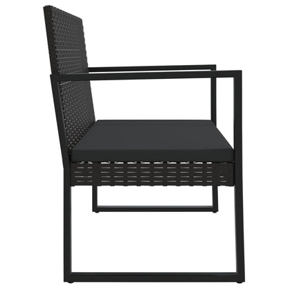 Garden Bench With Cushions Black 106 Cm Poly Rattan