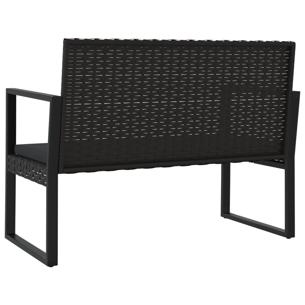 Garden Bench With Cushions Black 106 Cm Poly Rattan