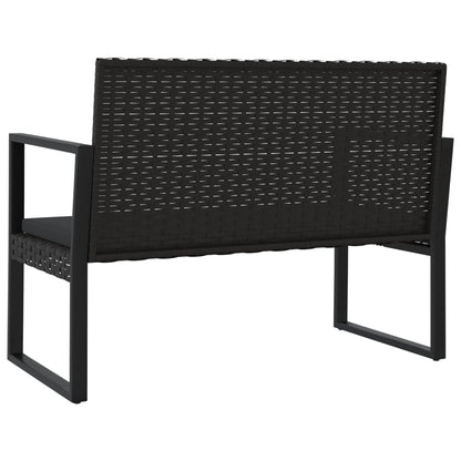 Garden Bench With Cushions Black 106 Cm Poly Rattan
