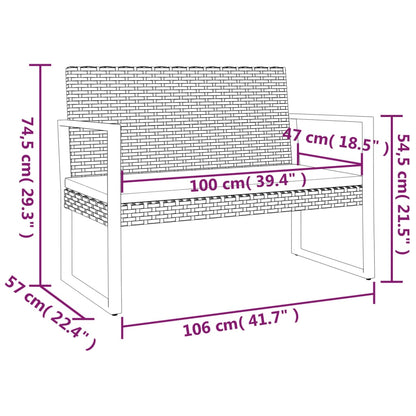 Garden Bench With Cushions Black 106 Cm Poly Rattan