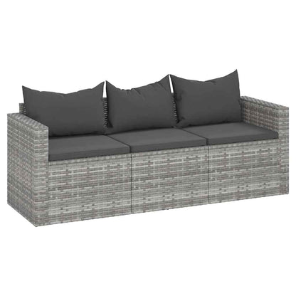 3-Seater Garden Sofa With Cushions Poly Rattan
