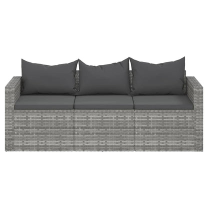 3-Seater Garden Sofa With Cushions Poly Rattan