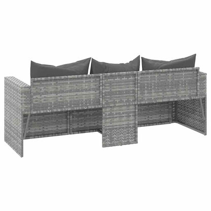 3-Seater Garden Sofa With Cushions Poly Rattan