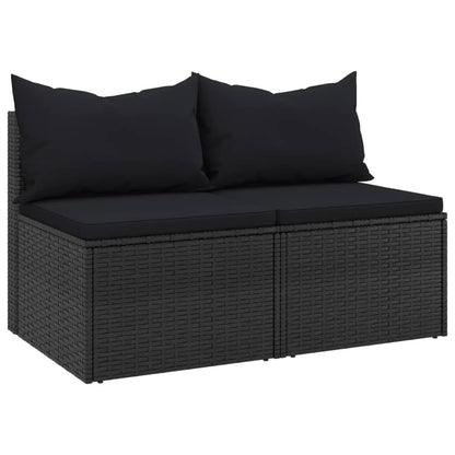 Garden Middle Sofas With Cushions 2 Pcs Poly Rattan