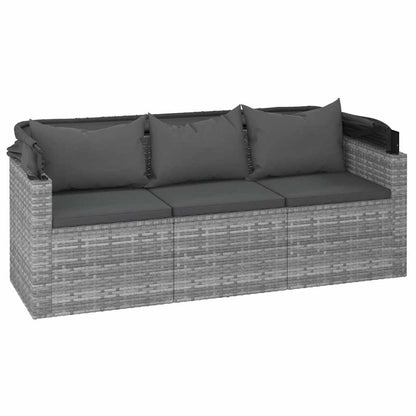 3-Seater Garden Sofa With Roof And Footstool Poly Rattan