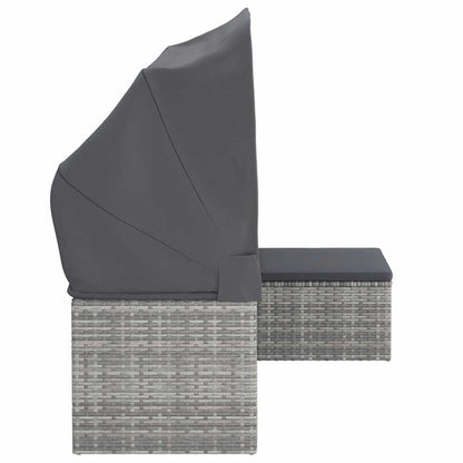 3-Seater Garden Sofa With Roof And Footstool Poly Rattan