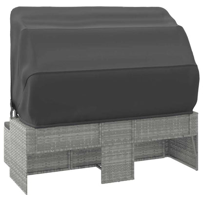 3-Seater Garden Sofa With Roof And Footstool Poly Rattan