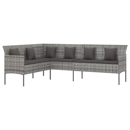 L-Shaped Garden Sofa With Cushions Poly Rattan
