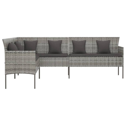 L-Shaped Garden Sofa With Cushions Poly Rattan
