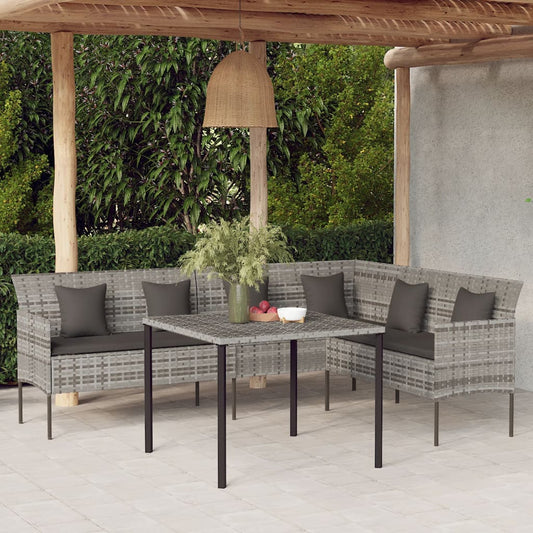 L-Shaped Garden Sofa With Cushions Poly Rattan
