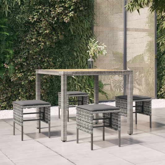 Garden Footstools With Cushions 4 Pcs Poly Rattan