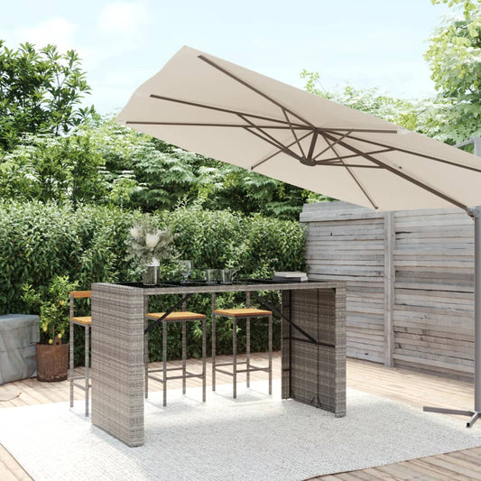 Bar Table With Glass Top Poly Rattan