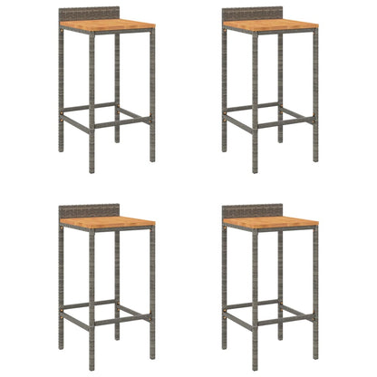 Bar Stools 4 Pcs Poly Rattan And Solid Wood Acacia