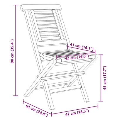 Folding Garden Chairs 2 Pcs 47X63X90 Cm Solid Wood Teak