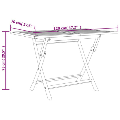 Folding Garden Table 120X70X75 Cm Solid Wood Teak