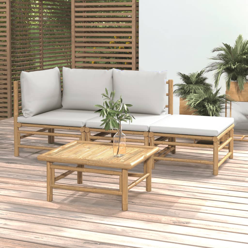 3 Piece Garden Lounge Set With Cushions Bamboo