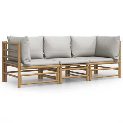 3 Piece Garden Lounge Set With Cushions Bamboo