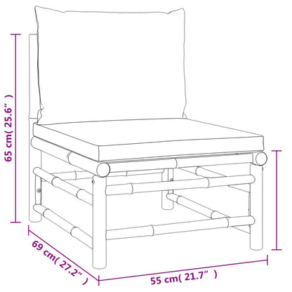 3 Piece Garden Lounge Set With Cushions Bamboo