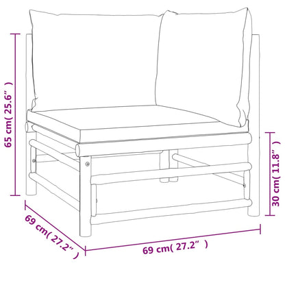 3 Piece Garden Lounge Set With Cushions Bamboo