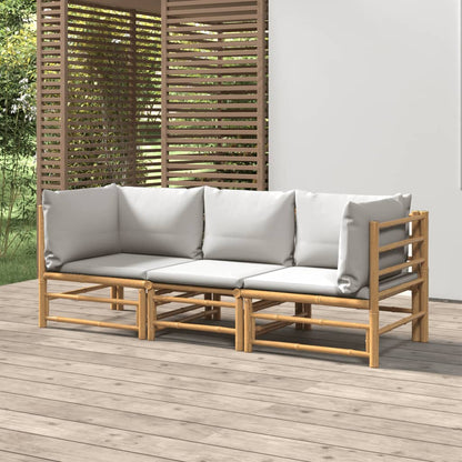 3 Piece Garden Lounge Set With Cushions Bamboo