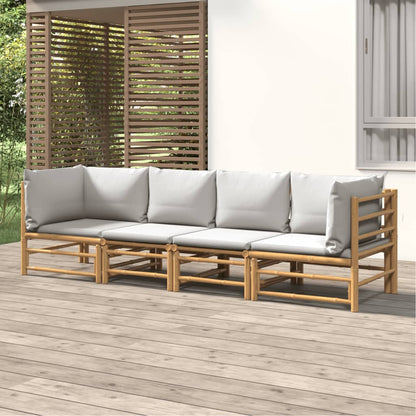 3 Piece Garden Lounge Set With Cushions Bamboo