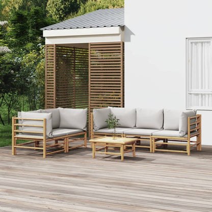 3 Piece Garden Lounge Set With Cushions Bamboo