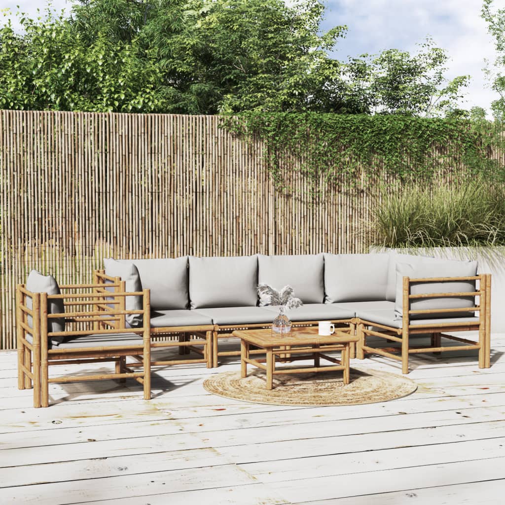 3 Piece Garden Lounge Set With Cushions Bamboo