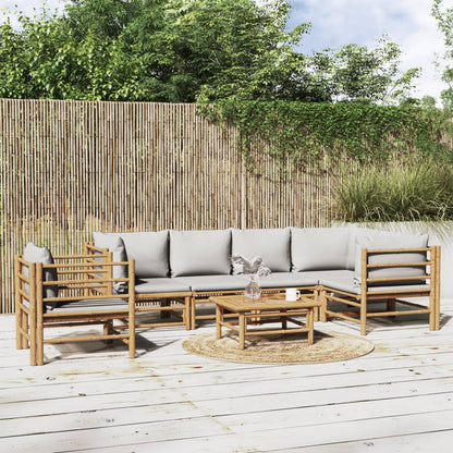 3 Piece Garden Lounge Set With Cushions Bamboo