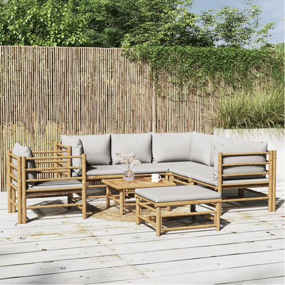 3 Piece Garden Lounge Set With Cushions Bamboo
