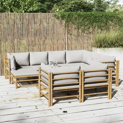 3 Piece Garden Lounge Set With Cushions Bamboo