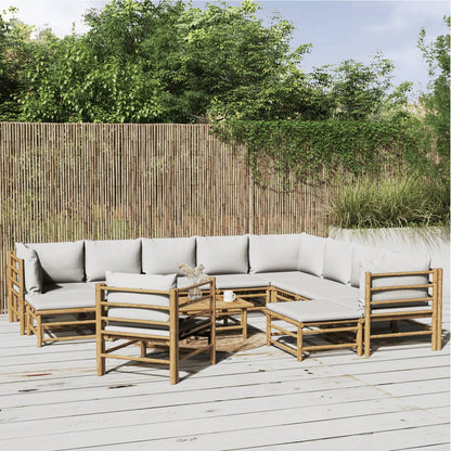 3 Piece Garden Lounge Set With Cushions Bamboo