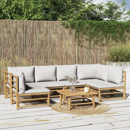 3 Piece Garden Lounge Set With Cushions Bamboo