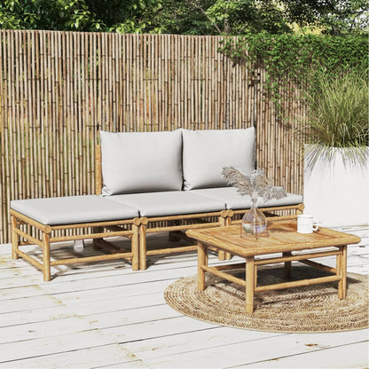 3 Piece Garden Lounge Set With Cushions Bamboo