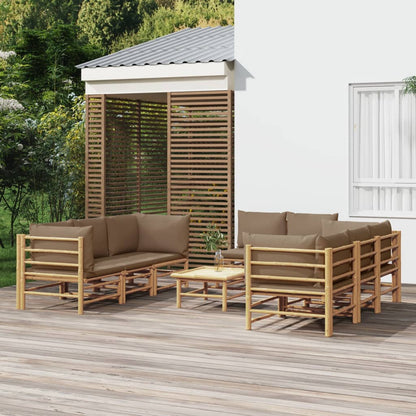 3 Piece Garden Lounge Set With Cushions Bamboo