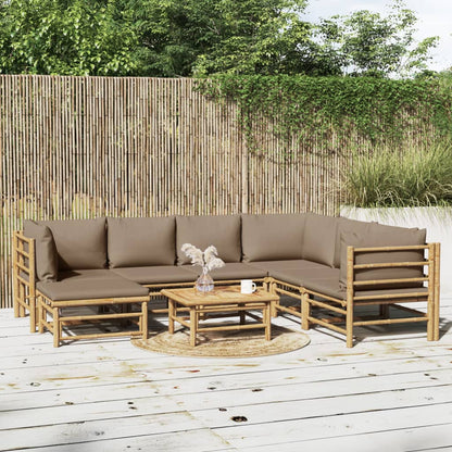 3 Piece Garden Lounge Set With Cushions Bamboo