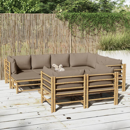 3 Piece Garden Lounge Set With Cushions Bamboo