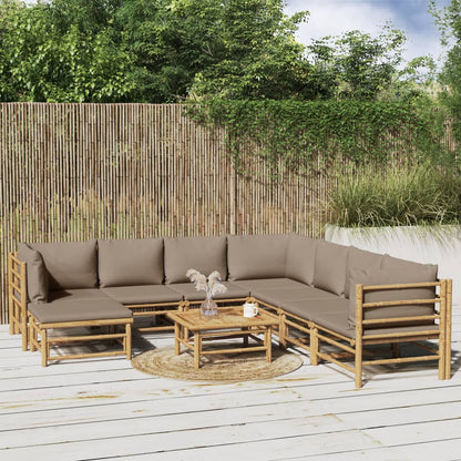 3 Piece Garden Lounge Set With Cushions Bamboo