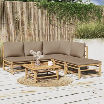 3 Piece Garden Lounge Set With Cushions Bamboo