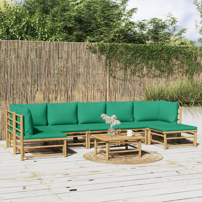 3 Piece Garden Lounge Set With Cushions Bamboo