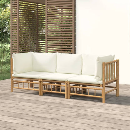 6 Piece Garden Lounge Set With White Cushions Bamboo