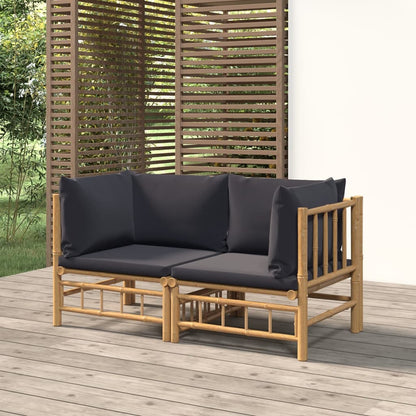 6 Piece Garden Lounge Set With White Cushions Bamboo