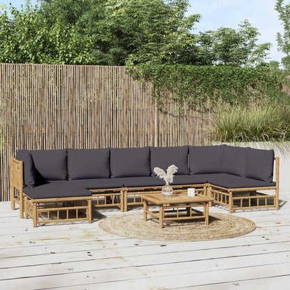 6 Piece Garden Lounge Set With White Cushions Bamboo