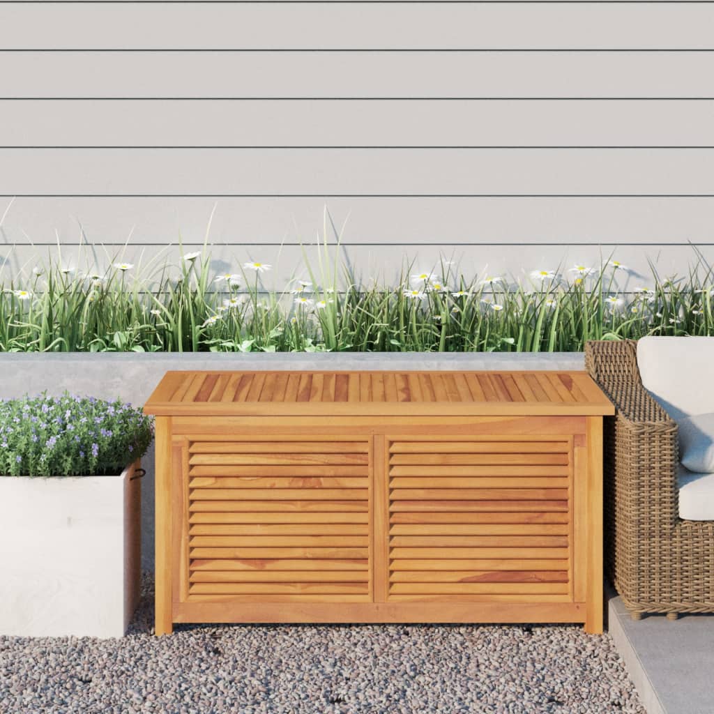 Garden Storage Box With Bag Solid Wood Teak