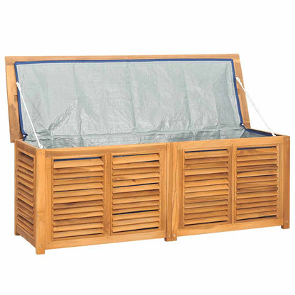 Garden Storage Box With Bag Solid Wood Teak