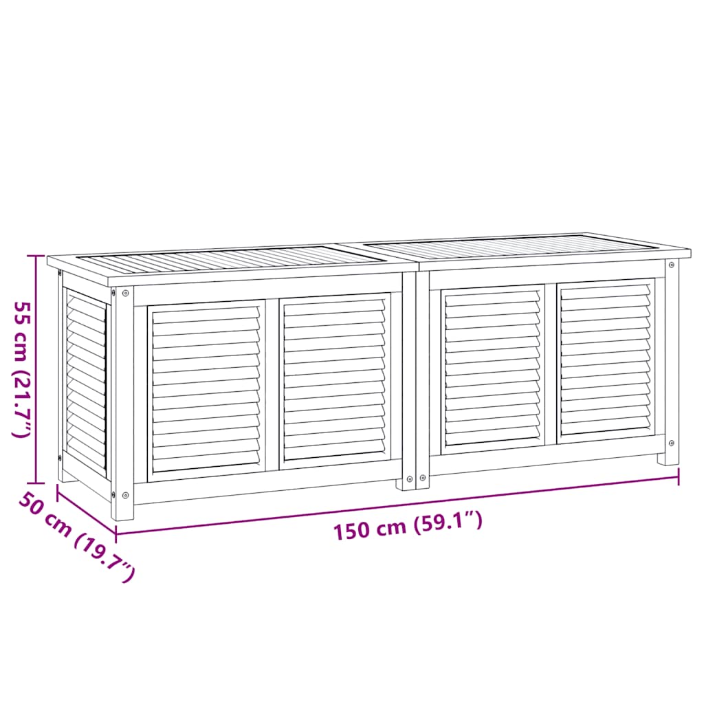 Garden Storage Box With Bag Solid Wood Teak