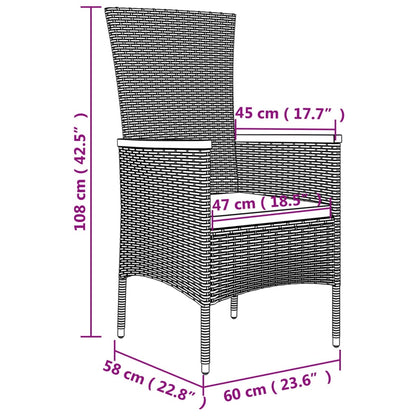 5 Piece Garden Dining Set With Cushions Grey Poly Rattan