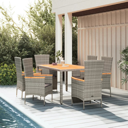 5 Piece Garden Dining Set With Cushions Grey Poly Rattan