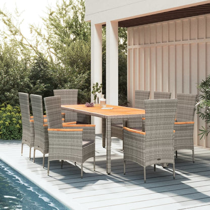 5 Piece Garden Dining Set With Cushions Grey Poly Rattan