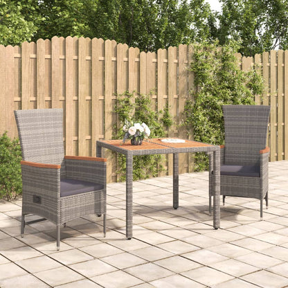 9 Piece Garden Dining Set With Cushions Grey Poly Rattan